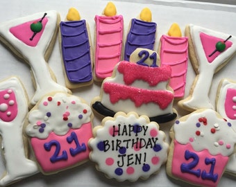 21st Birthday Sugar Cookies, Birthday Gift, Birthday Cookies, Birthday Gifts for Her, 21st birthday for her, Birthday Gifts for best Friend