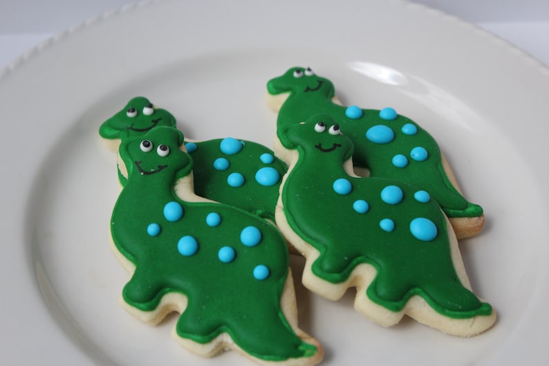 Dinosaur Cookies, sugar cookies, dinosaur party, decorated cookies, dinosaur birthday, dinosaur favors image 5