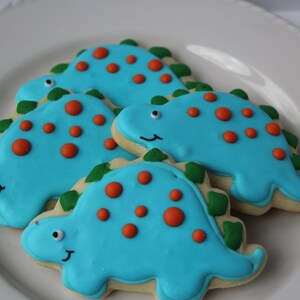 Dinosaur Cookies, sugar cookies, dinosaur party, decorated cookies, dinosaur birthday, dinosaur favors image 3