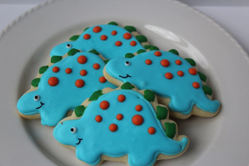 Dinosaur Cookies, sugar cookies, dinosaur party, decorated cookies, dinosaur birthday, dinosaur favors image 3