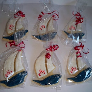 Sailboat Sugar Cookies, Nautical wedding, Nautical Baby Shower, nautical baby, nautical baby shower favors, nautical wedding favors, Cookies