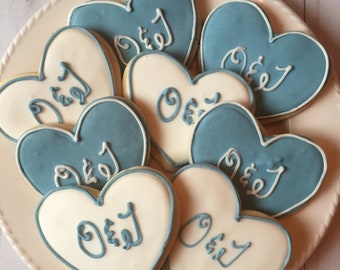Monogram Heart Wedding Cookies (1 dozen)