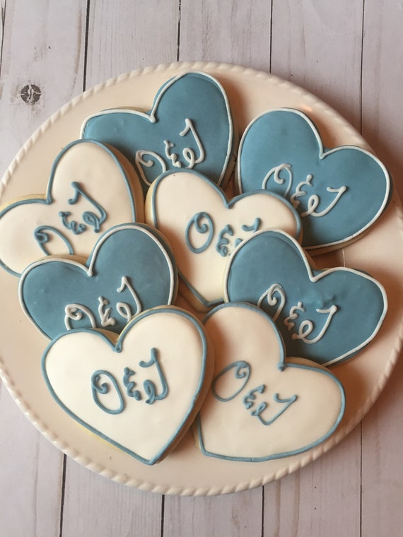 Monogram Heart Wedding Cookies (1 dozen)