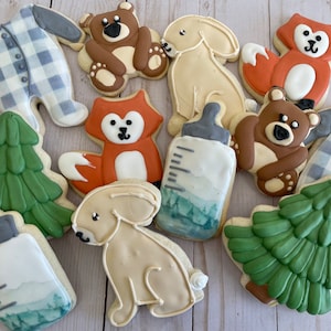 Galletas de baby shower de bosque - 12 galletas