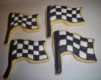 Racecar Flag Sugar Cookies