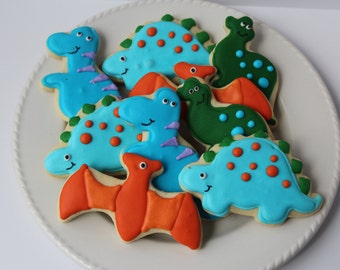 Dinosaur Cookies, sugar cookies, dinosaur party, decorated cookies, dinosaur birthday, dinosaur favors