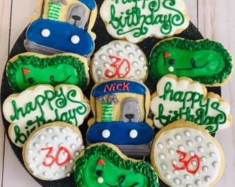 Golf Sugar Cookies, 30th birthday, Father's Day gift, Father's Day cookies, golf gift, golf birthday, mens birthday gift