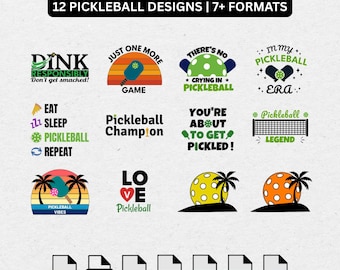 Pickleball SVG mini bundle, Pickle ball court paddles cricut clipart, Funny sports player tshirt, printable quotes design cut files, PNG EPS