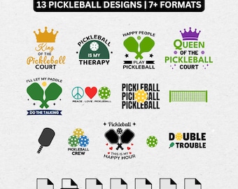 Pickleball SVG mini bundle, Funny Pickleball paddle court clipart, sports player quotes shirt PNG EPS Dxf, digital cricut cut file design