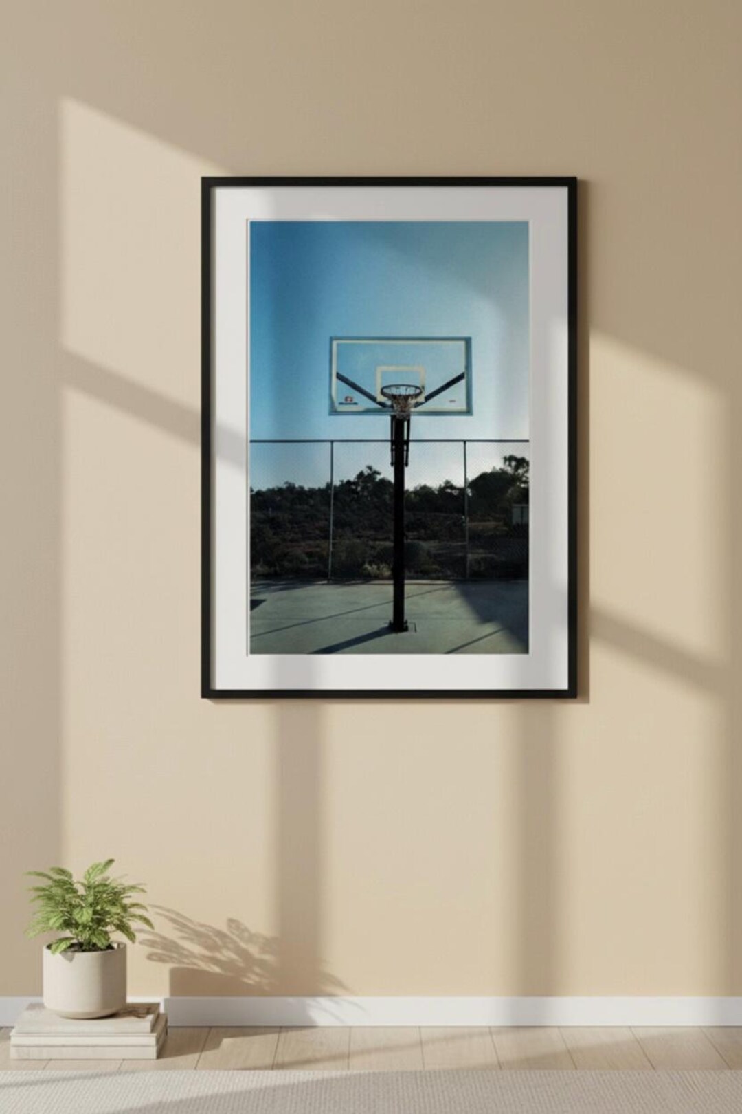 Basketball Hoop Photography Print: Modern Urban Wall Art, Black Frame ...