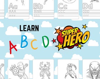 Leerboekje superhelden-ABC: traceren, lezen en schrijven (pdf)