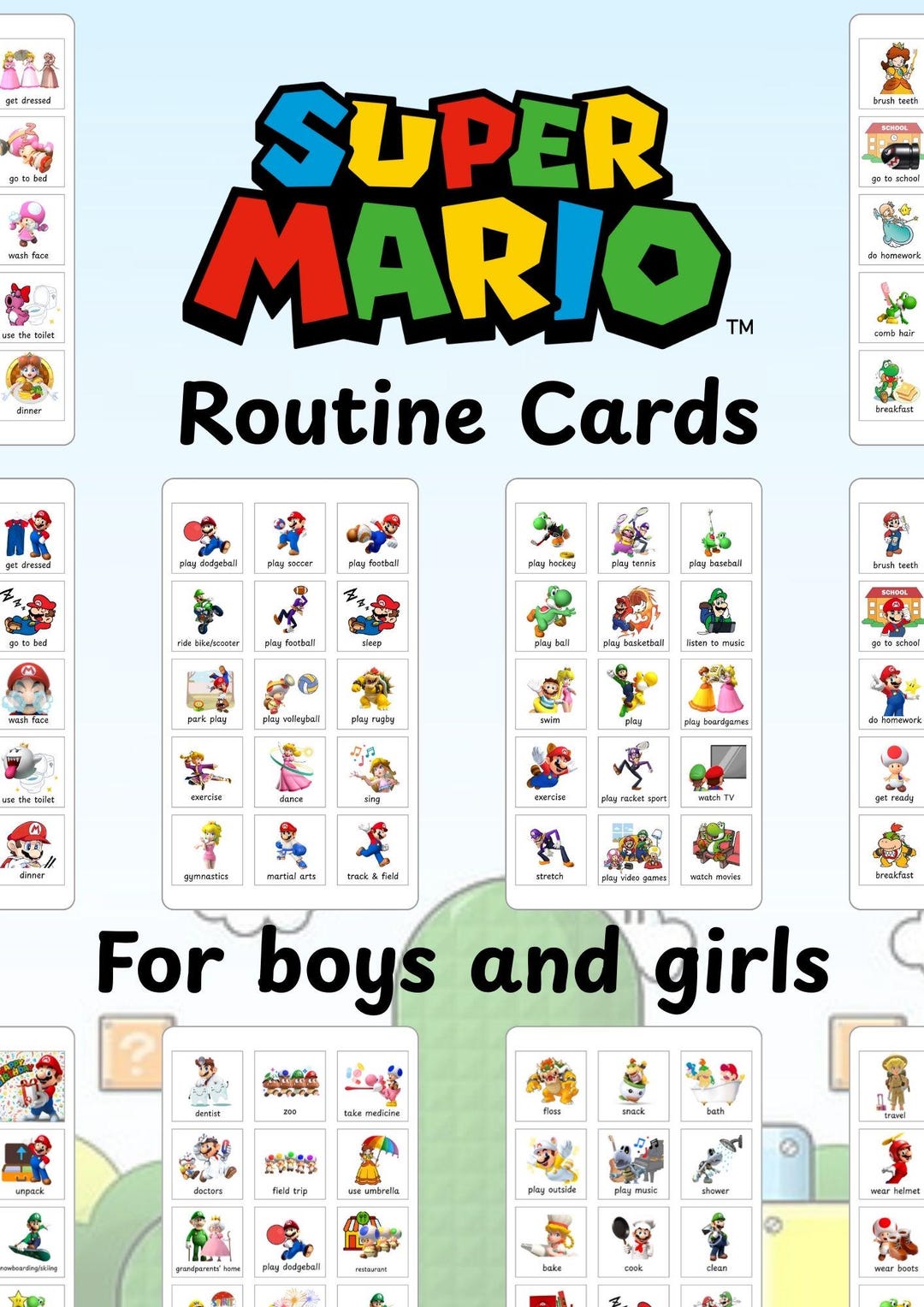 Super Mario Routine Cards, Visual Schedule (digital Download) - Etsy
