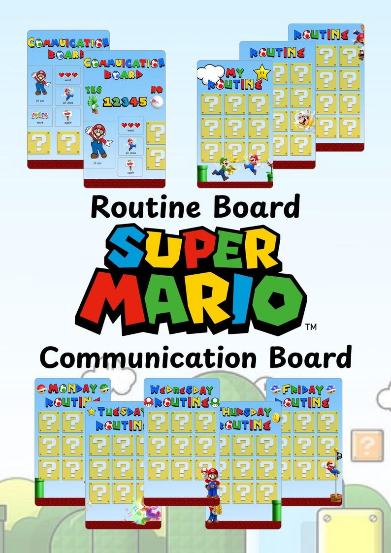 Super Mario Daily 120+ Routine Cards Customizable Visual Planner ...