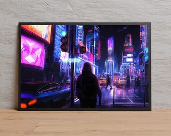 Poster Cyberpunk, Night City, stampa di alta qualità, decorazione murale per videogiochi, regalo per giocatori