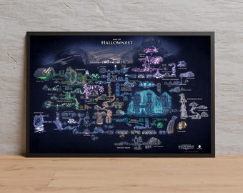 Hollow Knight Map Poster, Hallownest, High Quality Print, Video Game Wall Art, Gift for Gamers