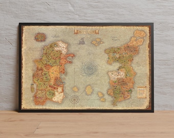 Poster di World of Warcraft, mappa di Azeroth, stampa di alta qualità, decorazione murale ispirata ai videogiochi, regalo per giocatori