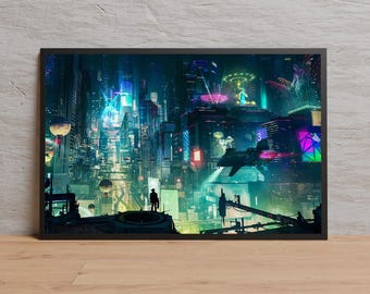 Poster Cyberpunk, Night City, stampa di alta qualità, decorazione murale per videogiochi, regalo per giocatori