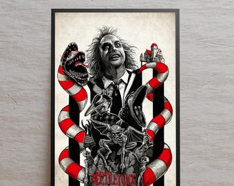 Póster de Beetlejuice, impresión de alta calidad, arte mural cinematográfico, regalo para cinéfilos