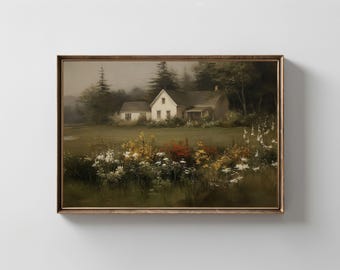 Farmhouse Garden Print: Vintage Country Cottage Wall Art (Digital Download)