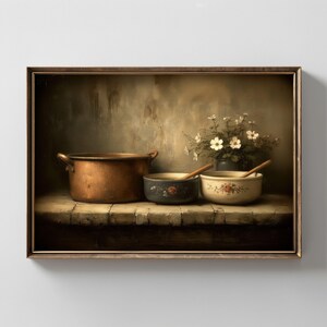 Copper Pots Print: French Country Kitchen Wall Art (Digital Download)