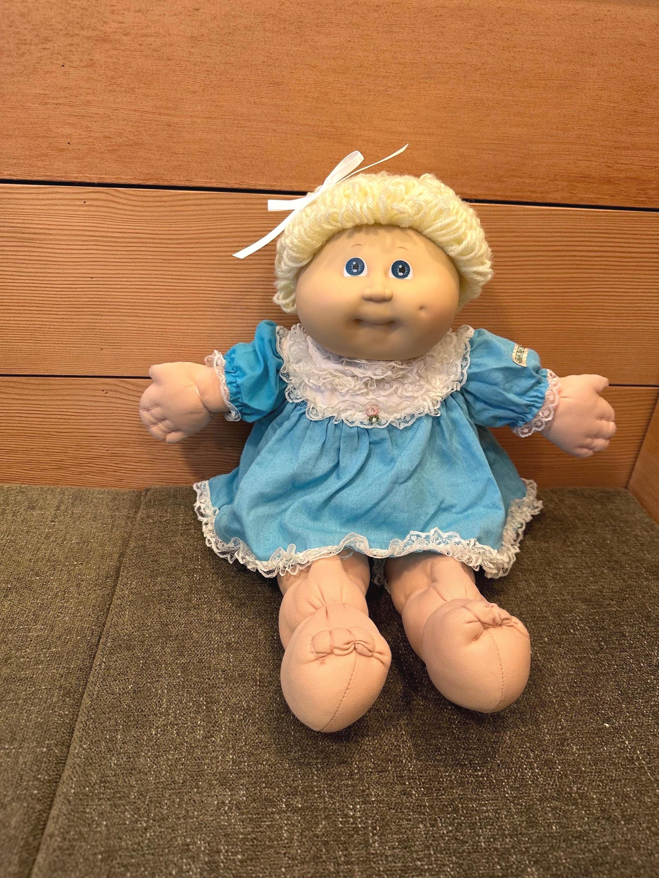 1985 Cabbage Patch Kids Short Blonde Hair Blue Eye Blue Dress Doll Rubber Head Minor Flaws Coleco Etsy