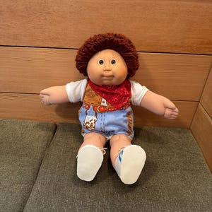 1986 Cabbage Patch Kids Auburn Brown Hair Brown Eye Boy Doll Good Played With Condition Minor Flaws Coleco