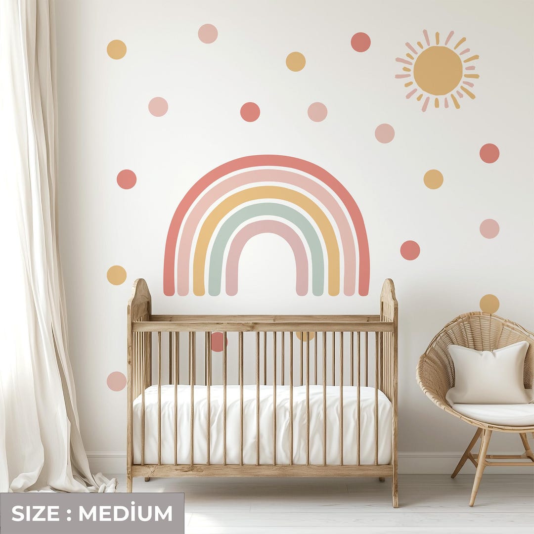 Boho Rainbow Wall Decal With Sun: Nursery Wall Sticker - Etsy