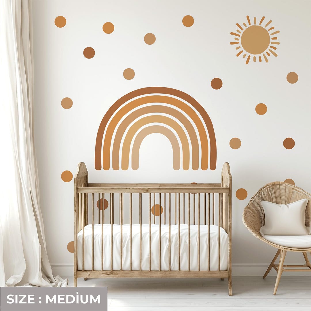 Boho Rainbow Wall Decal: Neutral Sun & Polka Dot Nursery Decor - Etsy ...