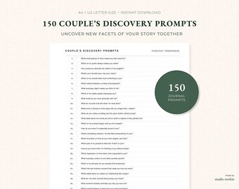 Couple's Discovery Prompts | 150 Relationship Journal Questions (A4 + US Letter PDF)