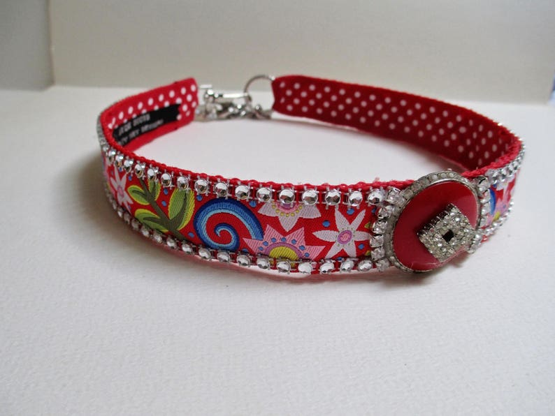 20 to 21 1/2 Inch Dog Collar Necklace Jewelry Red Flowers Etsy