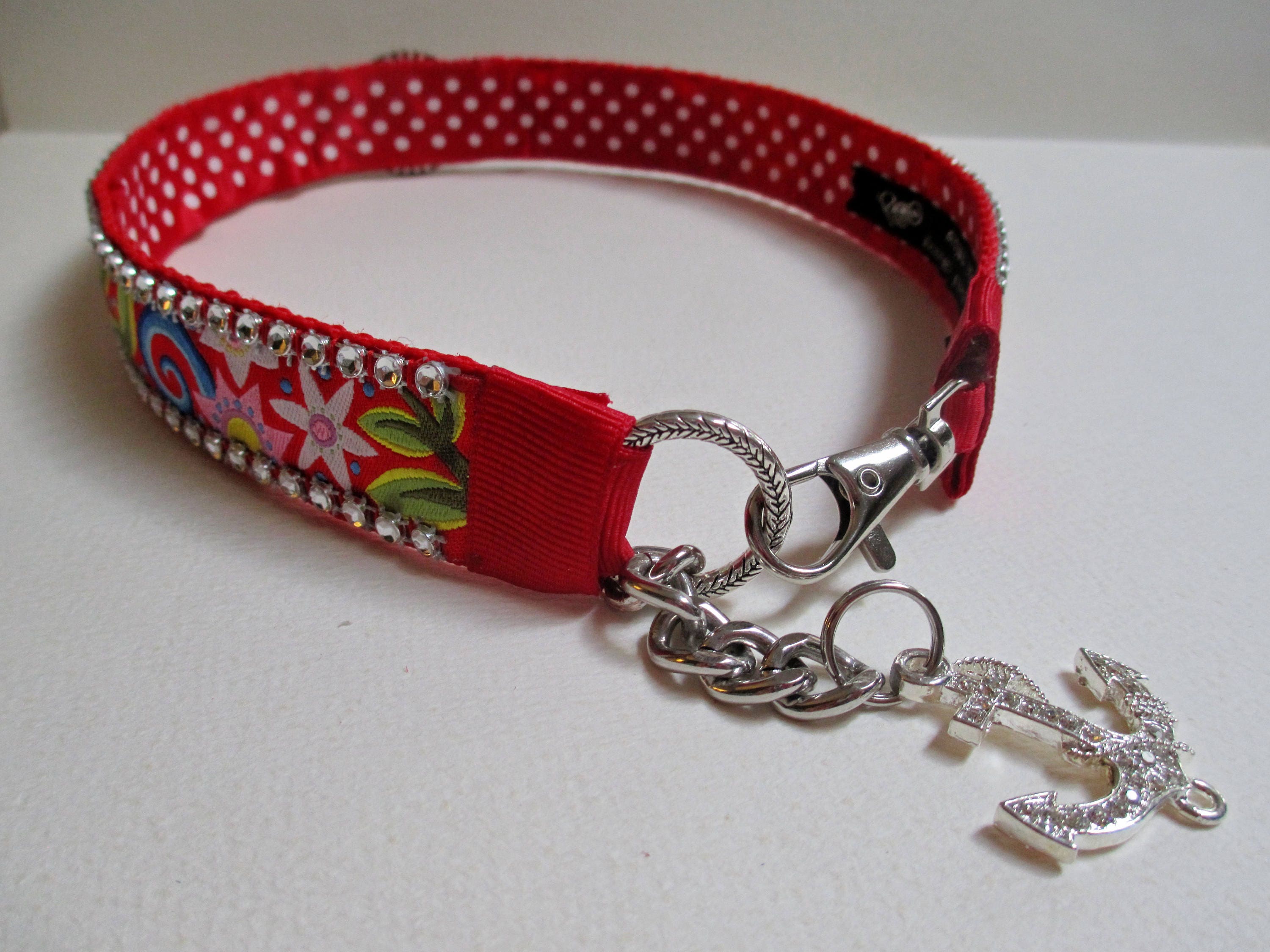 20 to 21 1/2 Inch Dog Collar Necklace Jewelry Red Flowers Etsy