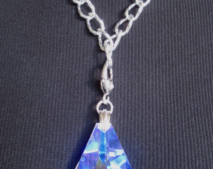Large Statement Crystal Prism Necklace Silver Tone Detailed Etsy