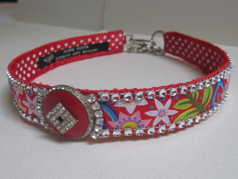 20 to 21 1/2 Inch Dog Collar Necklace Jewelry Red Flowers Etsy