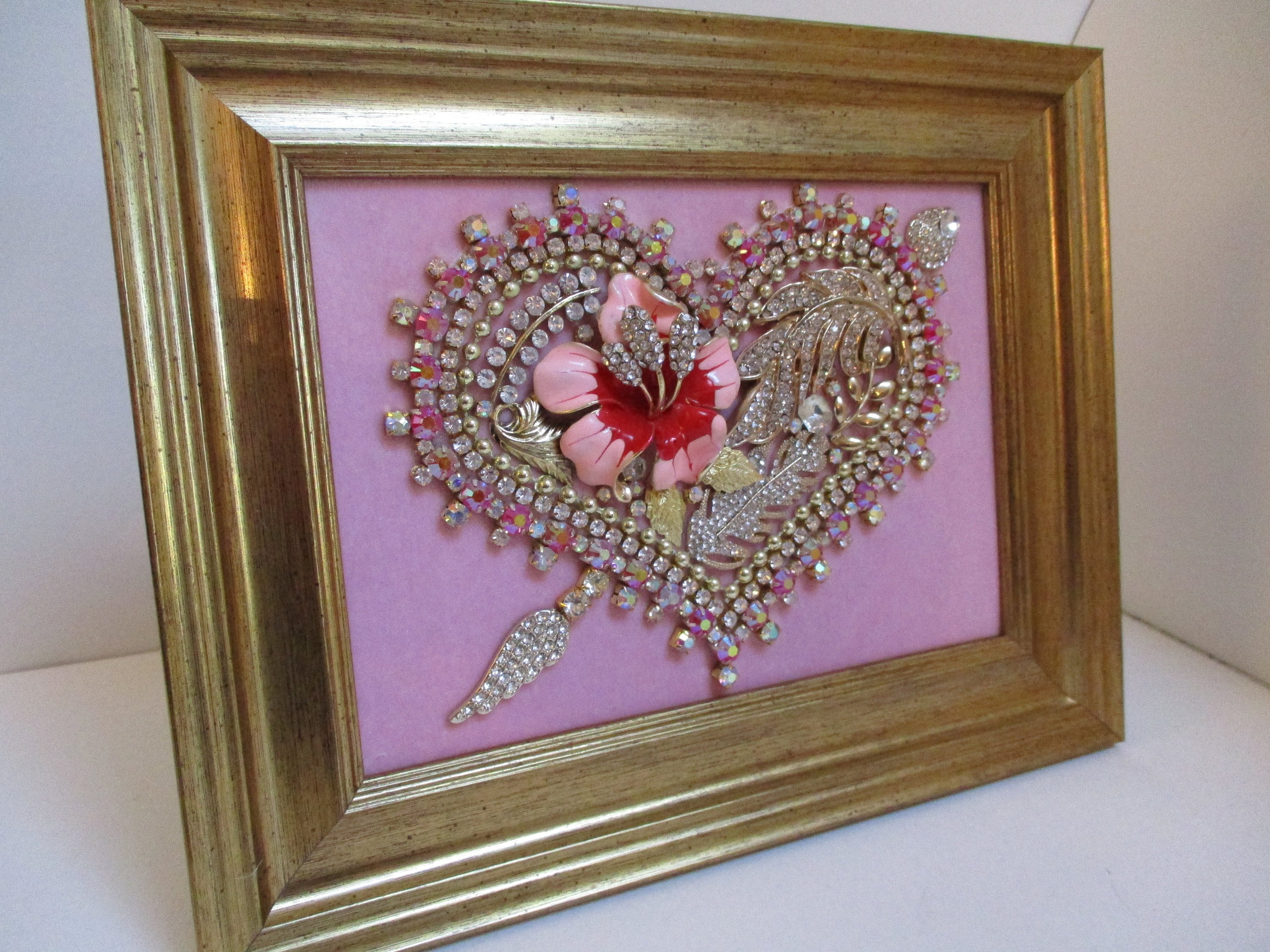 Jewel Embellished Heart Framed Wall Art