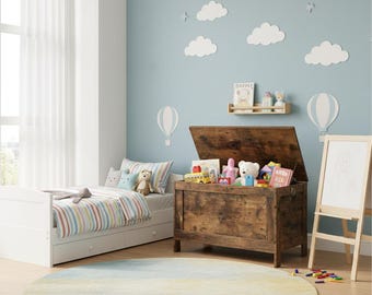 Rustic Entryway Storage Bench with Hooks, Wooden Hallway Organizer