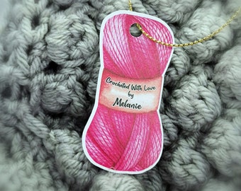 Personalised Wool Shaped Tags for your Creations | Handmade by |  Crocheted By | Knitted By Tags