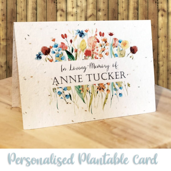 Wildblumen Saatpapier "In liebevoller Erinnerung" Sympathiekarte | Personalisierte Trauerkarte - Pflanzbare Karte