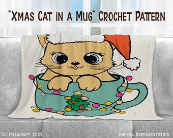 Christmas Cat in Mug Blanket Crochet Pattern: Graphghan Chart (PDF)