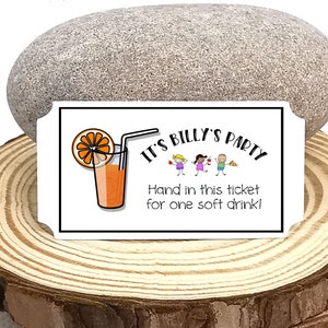 Estilo de entrada "Bebida suave gratis" Fichas para bodas y fiestas - 3 diseños para elegir / 25 por paquete / fichas de refresco / favores de boda