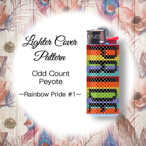 Beaded Lighter Cover - Odd Count Peyote Pattern - Rainbow Pride 1