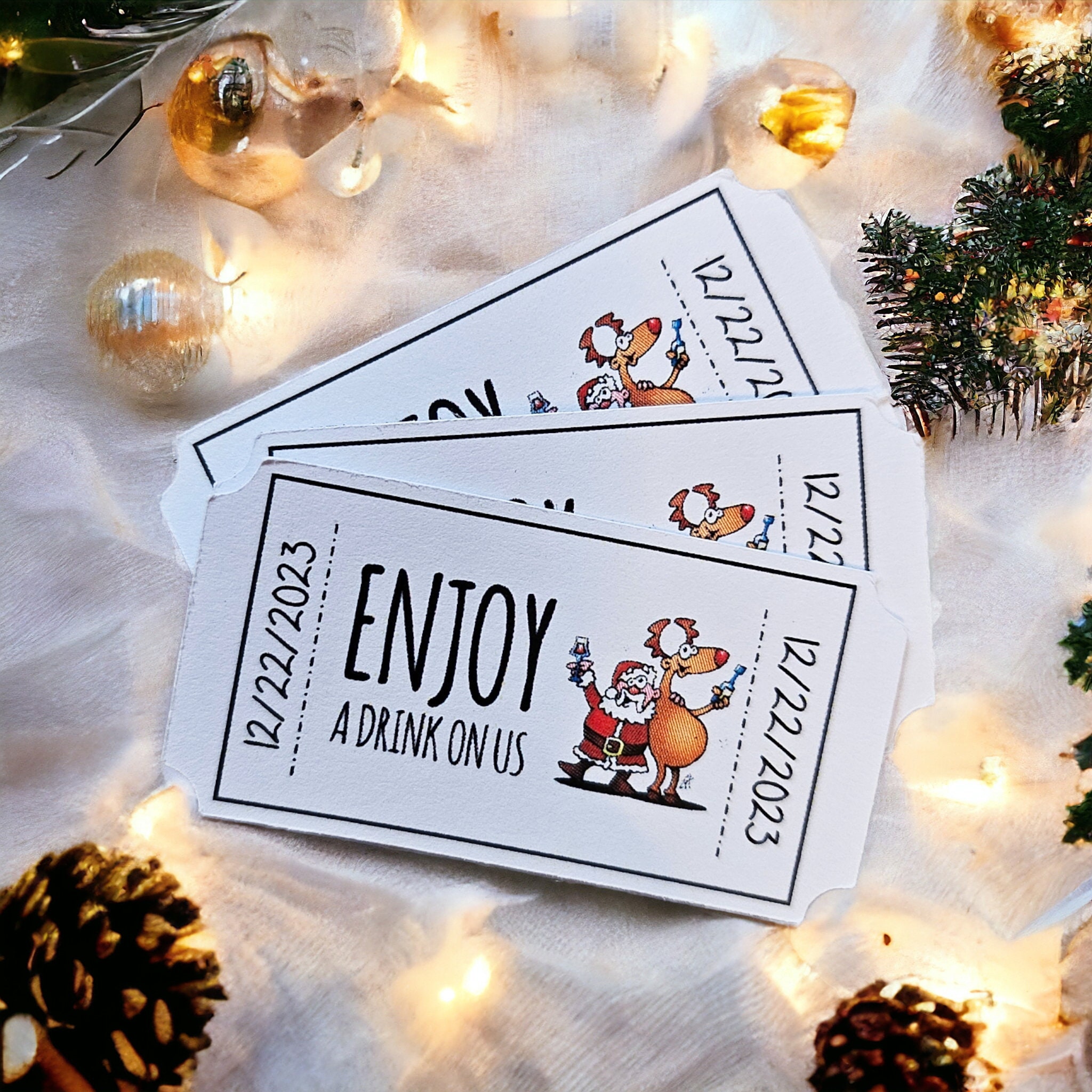 500 Gettoni Bevande Natale - Biglietti Drink Gratuito Per Feste, Matrimoni, Eventi, Rotolo - Foto 2