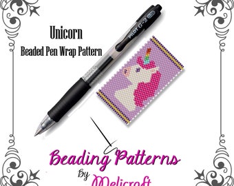 Beaded Pen Wrap Pattern - Unicorn - Instant Download - Peyote Stitch