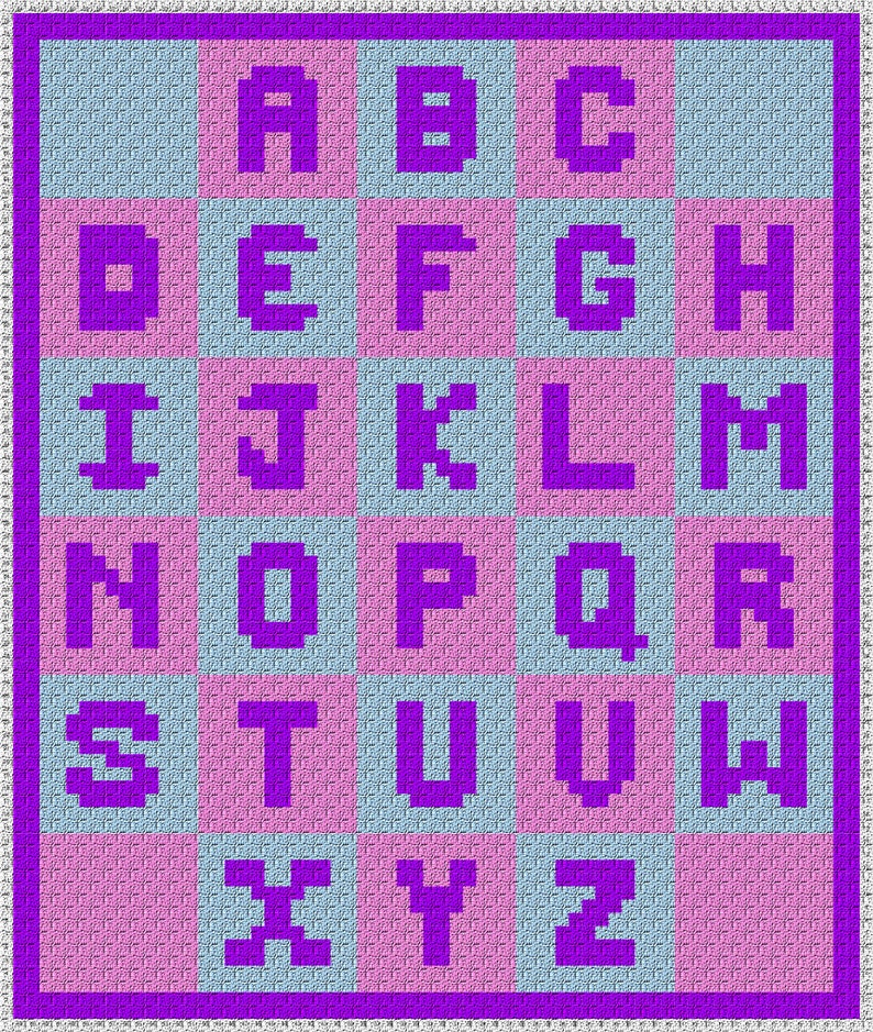 Baby Girl Alphabet Blanket C2C/Graphghan Etsy
