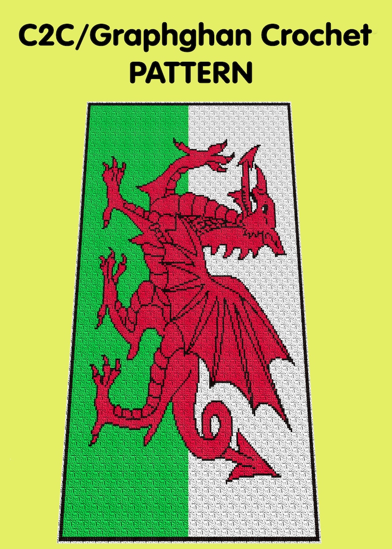 Wales/welsh Flag Blanket Throw C2C Graphghan Crochet Etsy