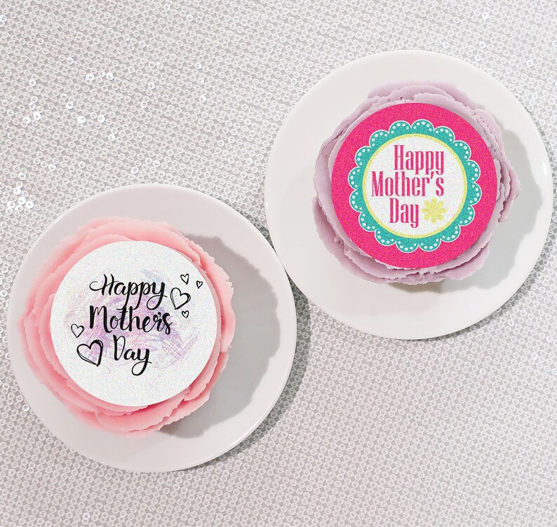 Edible Cupcake Toppers Mother's Day Cake Toppers 4 designs and 3 sizes available image 2