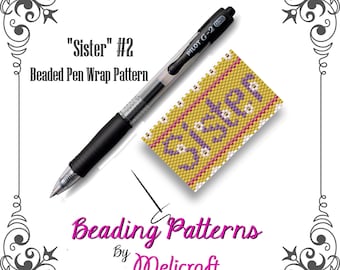 Mönster för pärlbroderi med penna - "SISTER #2" - Omedelbar nedladdning - Peyote Stitch