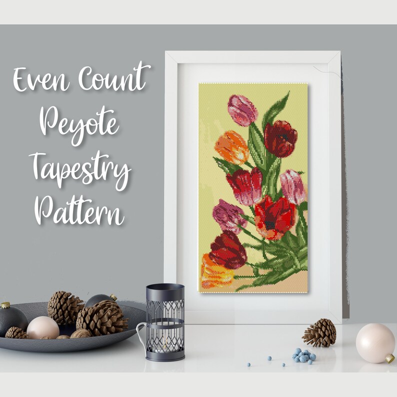 Instant Download! EVEN COUNT PEYOTE Tulips Peyote Stitch Tapestry Pattern