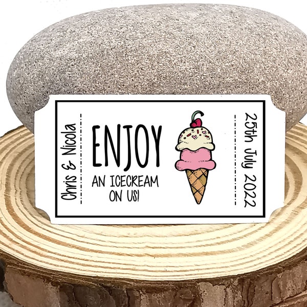 Ticket Style "Free Icecream" Tokens for Weddings/Birthday Parties | 25 Tokens Per Pack | Baby's First Birthday | Hen Parties