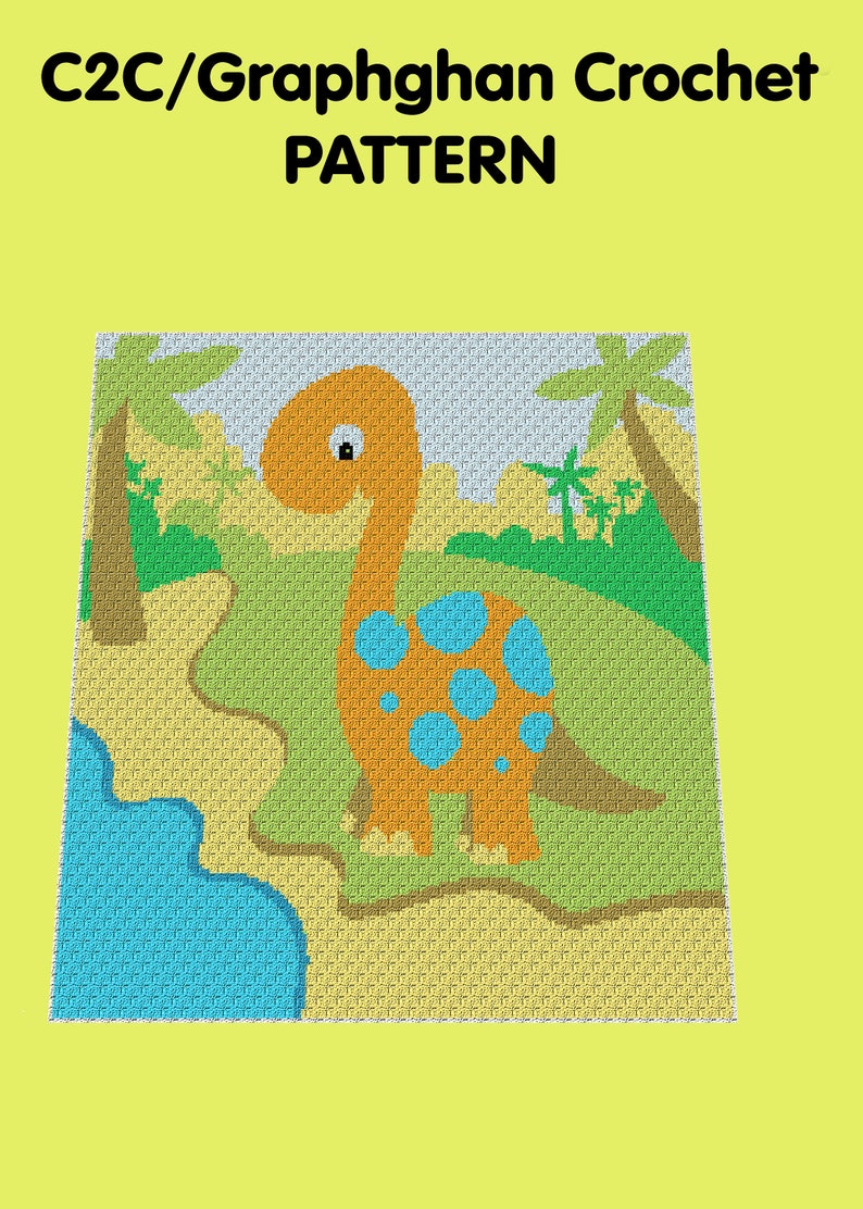 Dino Land Blanket Throw - C2C Graphghan Crochet Pattern/chart/graph ...
