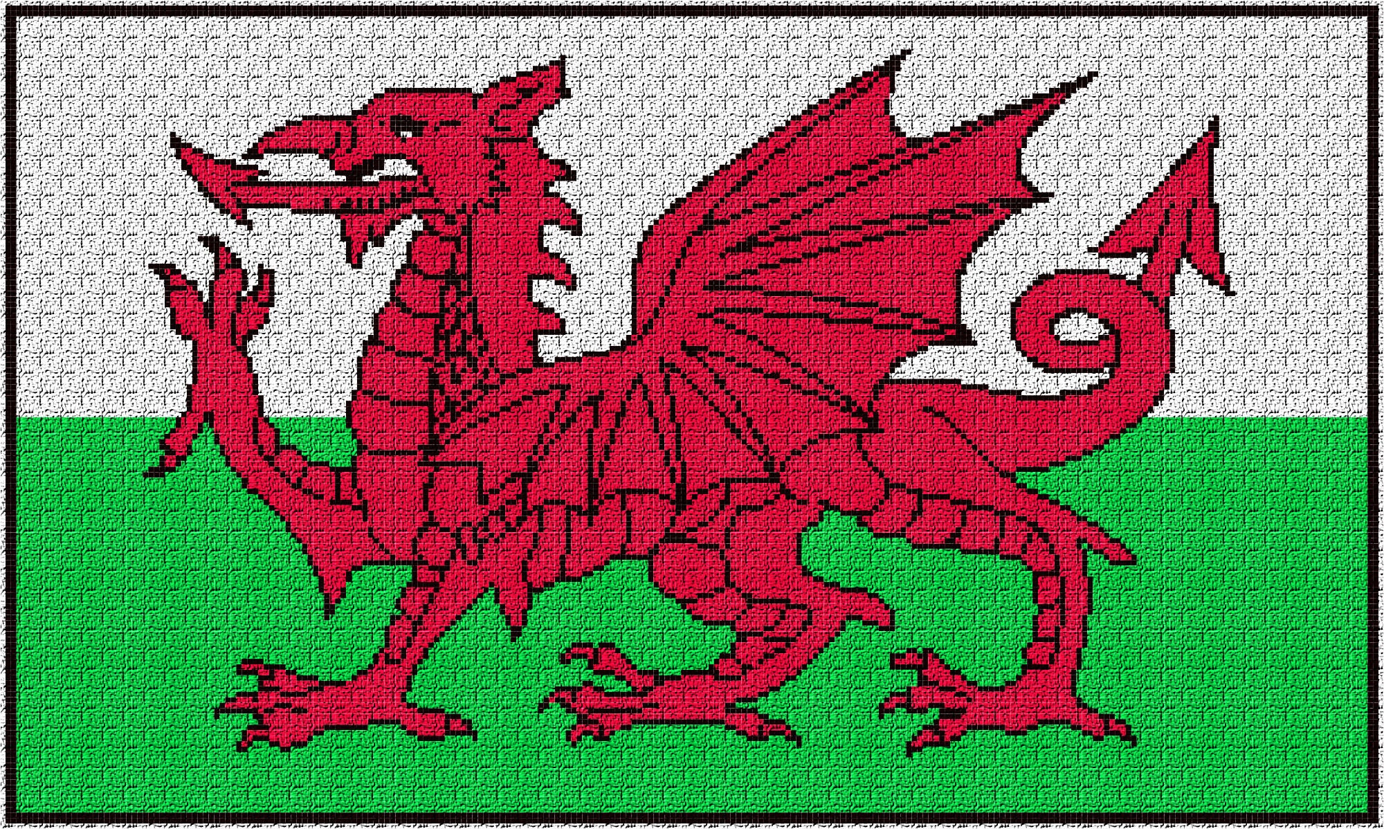 Wales/Welsh Flag Blanket Throw C2C Graphghan Crochet Pattern/Chart